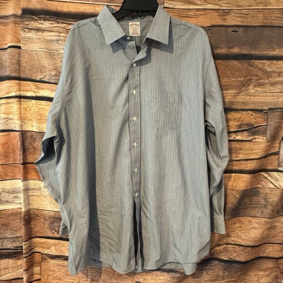 Brooks Brothers Shirt Size 18 - 35 Madison Blue Striped Long Sleeve Button Up - Picture 1 of 8